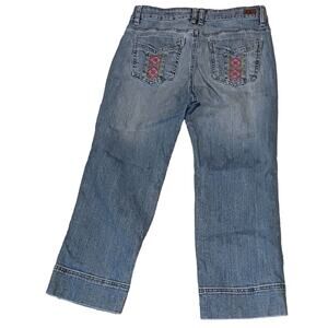 DKNY Denim Capri Women's Jeans Embroidered Pocket Size 8